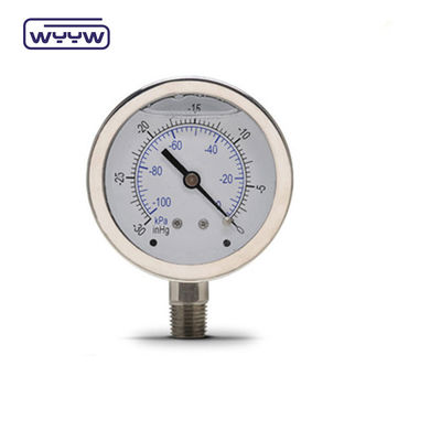 2.5 Inches 4 Inches Dial Size Vacuum Pressure Gauge With Oil Brass Or Stainless Steel Wetted Parts