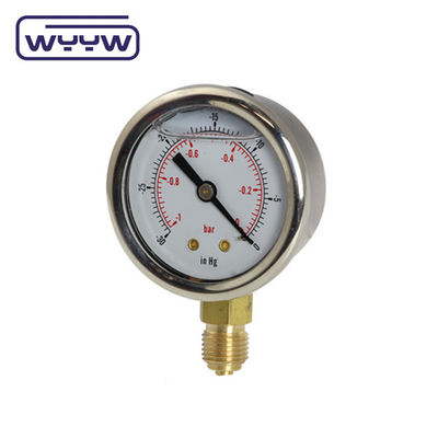 2.5 Inches Dial Size Vacuum Measurement Instrument For Pressure Range Of 30inHG Vacuum Through 15000psi