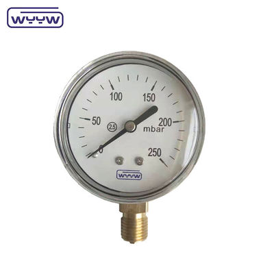 63mm 100mm 150mm Capsule Pressure Gauge With Black Steel Or Stainless Steel Case And Aluminum Black Pointer