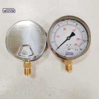 Brass Movement Material Pressure Gauge Manometer With BSP Connection Size And Phosphor Bronze Bourdon Tube Material