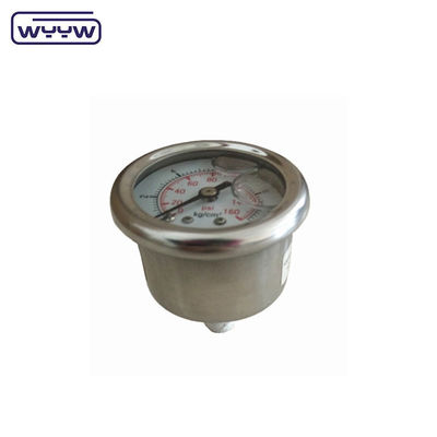 Bottom Back Mount Pressure Gauge Manometer With Brass Connection And Phosphor Bronze Bourdon Tube