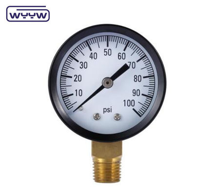 Analog Economy Pressure Gauge Bottom Mount Black Steel Case Analog Display Type