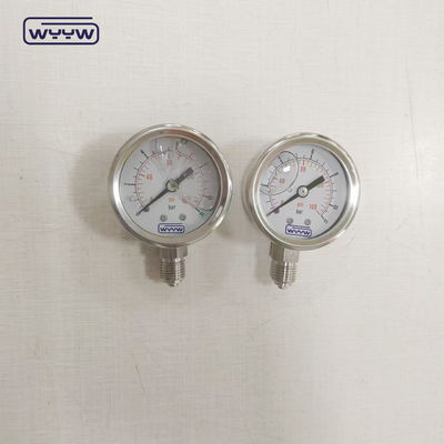 Stainless Steel Bourton Tube Liquid Gauge 1/4&quot; 1/2''BSP/PT/NPT/G/M Thread ±1.6% Of Full Scale