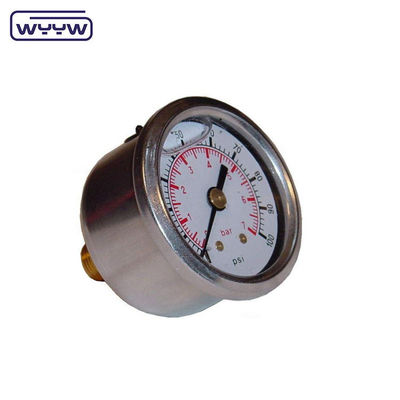 1/4'' BSP Thread Liquid Filled Pressure Gauge Stainless Steel Bourton Tube For Industrial
