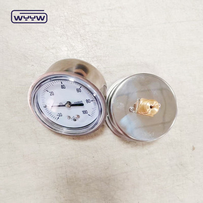 63mm stainless steel axial connection ss304 case -20+100cmh20 low pressure gauge