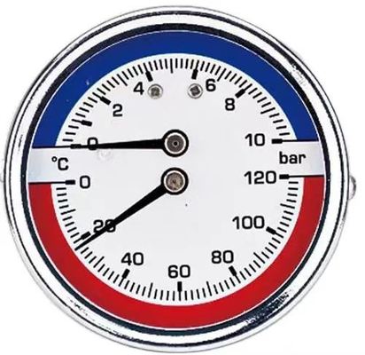 High Temperature Pressure Gauge Thermomanometer with 2.5"-4" Dial Size, 0-16 Bar Pressure Range, and 1/4"-1/2" Connection Size