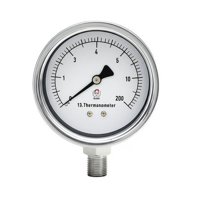 High Temperature Pressure Gauge Thermomanometer with 2.5"-4" Dial Size, 0-16 Bar Pressure Range, and 1/4"-1/2" Connection Size