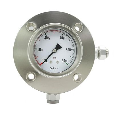 DN25 Flange Size Diaphragm Pressure Gauge with Bottom Mount and Bourdon Tube Configuration for Industrial Applications