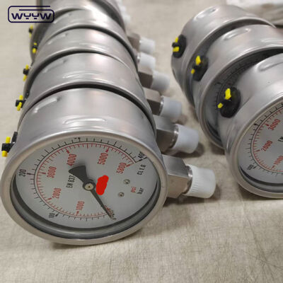 Silicone Glycerine Filled Bezel Ring Pressure Gauge with 100mm Dial and Bottom Mount for Industrial Applications