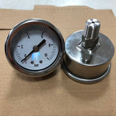 316 Stainless Steel 50mm Vibration Resistant Axial Pressure Gauge with Bottom Connection