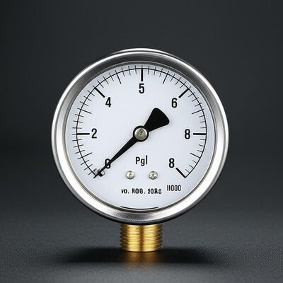 Industrial Pressure Gauge with Bourdon Tube Mechanism and Corrosion Resistant Liquid Filled Design