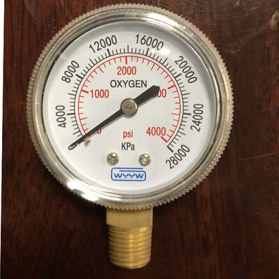 2-inch Oxygen Pressure Gauge with 0-4000 PSI Range Oxygen-Safe Certified for Natural and LPG Gas Applications