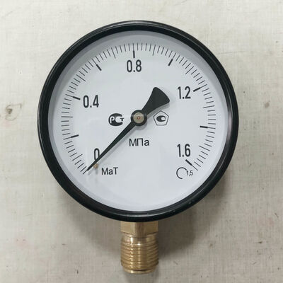 4-inch (100mm) Black Steel Case Dry Pressure Gauge with 0-1.6MPa Range and M20×1.5 Vertical Connection
