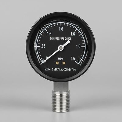4-inch (100mm) Black Steel Case Dry Pressure Gauge with 0-1.6MPa Range and M20×1.5 Vertical Connection