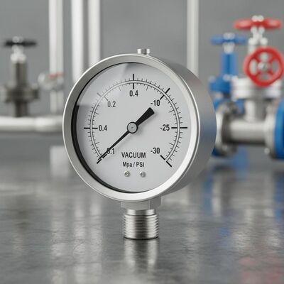 Stainless Steel Vacuum Pressure Gauge with 60mm Dial Size and Back Mount for Industrial Applications