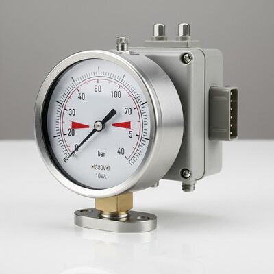4-inch (100mm) Electric Contact Pressure Gauge with Dual Limit Control and 380V 10VA for Automation