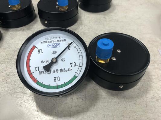 4-inch (100mm) Air Receiver Tank Pressure Gauge with 0-1.6MPa Range and Color-Coded Safety Zones