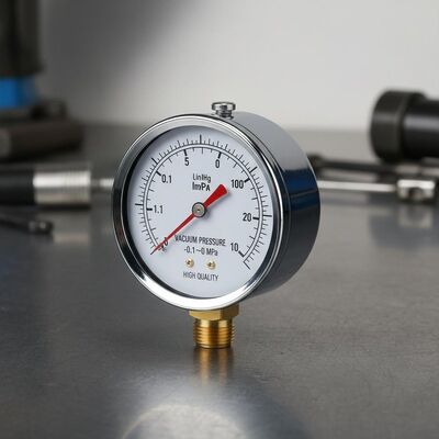 4-inch (100mm) Chrome Case Vacuum Pressure Gauge with -0.1~0MPa Range for Precision Vacuum Measurement