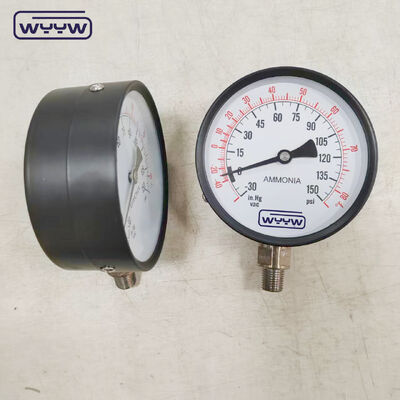Ammonia Pressure Gauge with 100mm Dial Size and 1/4"NPT Connection in Black Steel Case