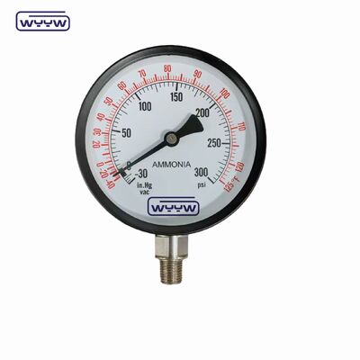 Ammonia Pressure Gauge with 100mm Dial Size and 1/4"NPT Connection in Black Steel Case