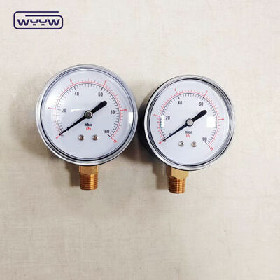 63mm 100mbar Black Steel Case Capsule Pressure Gauge for Gas with Bottom Mount