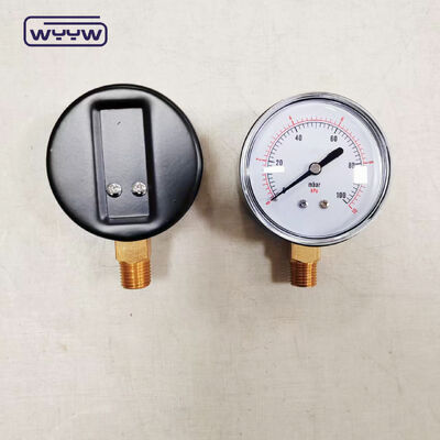 63mm 100mbar Black Steel Case Capsule Pressure Gauge for Gas with Bottom Mount