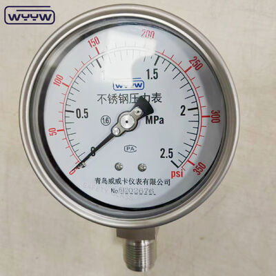 Stainless Steel Shock Resistant Pressure Gauge with Customizable Range and Bayonet Bottom Connection