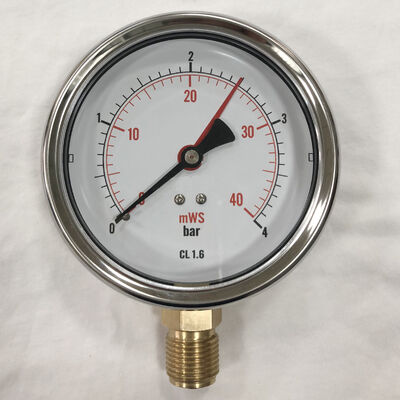 4 Inch 100mm Double Pointer Semi-Stainless Steel Pressure Gauge with 4 Bar Range for Oil Pressure Testing